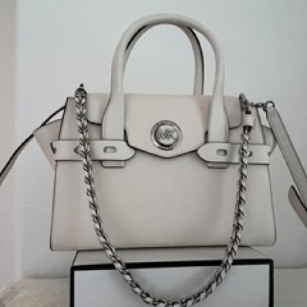 MICHAEL KORS WHITE PURSE CARMEN OPTIC WHITE SATCHEL BAG NEW